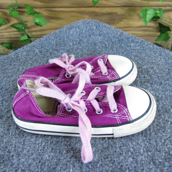 Converse Girls Sneaker‎ Low Top Sz T 9 Medium Purple Fabric Lace Up - Picture 3 of 5